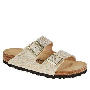 BIRKENSTOCK GOLD SNAKE PRINT ARIZONA SANDALS (New in Box)